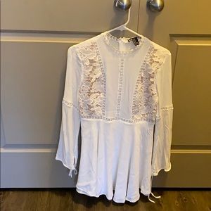 White long sleeve dress with embroidery